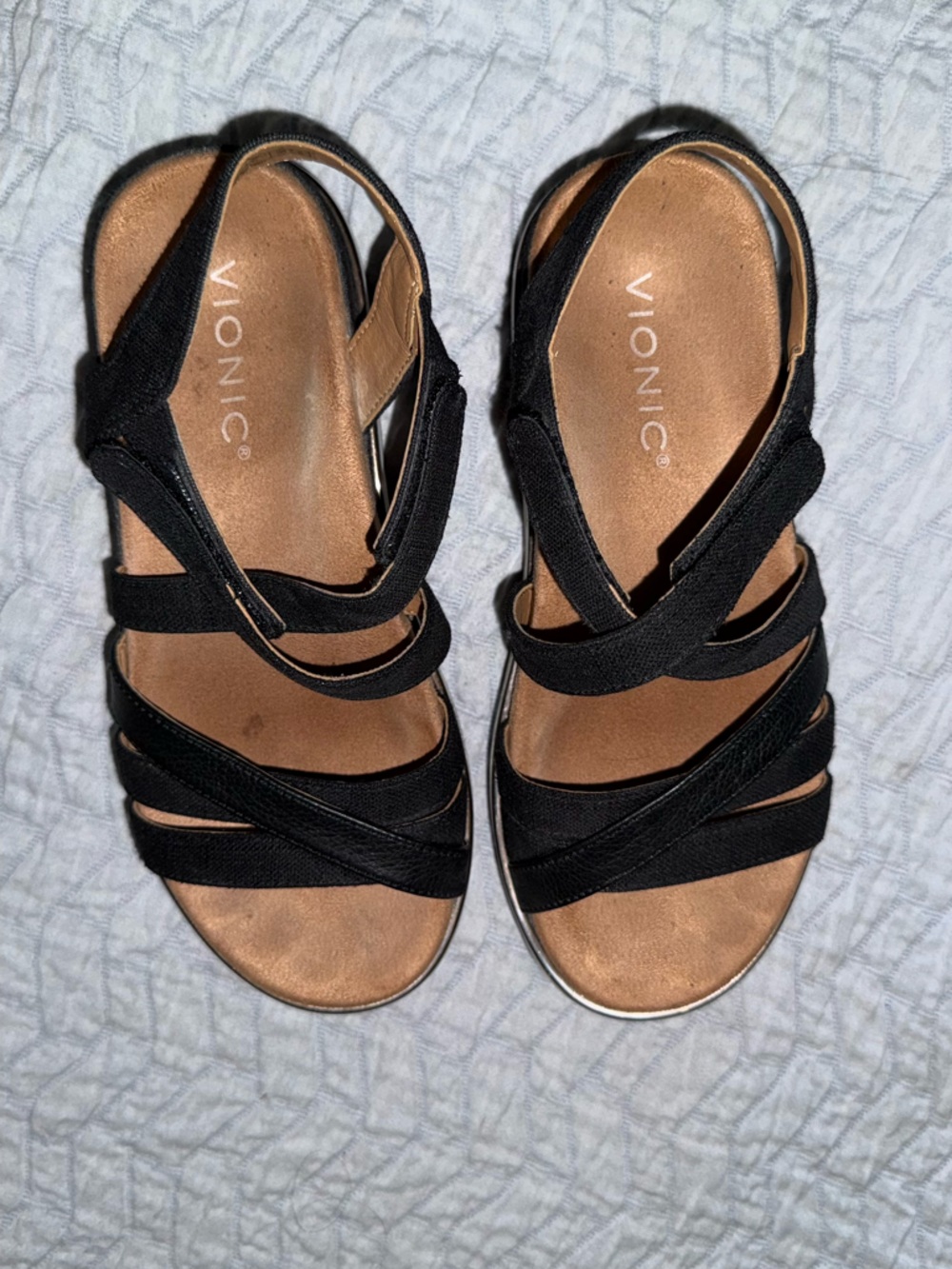 Vionic Black Multi-Strap Slingback Sandals